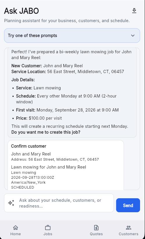 Create a job in plain language